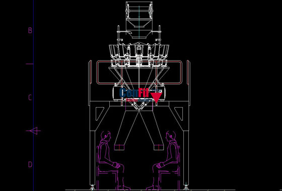 El pesador de Multihead de la balanza de Multihead para la comida congelada 2.5Kg recoge manualmente