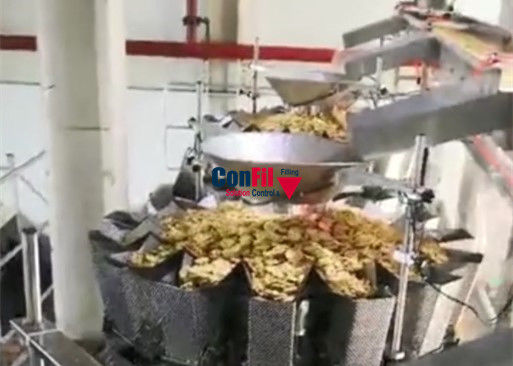 Empaquetadora de pesaje automática de 10 cabezas para la línea de embalaje de la panadería VFFS de las crepes
