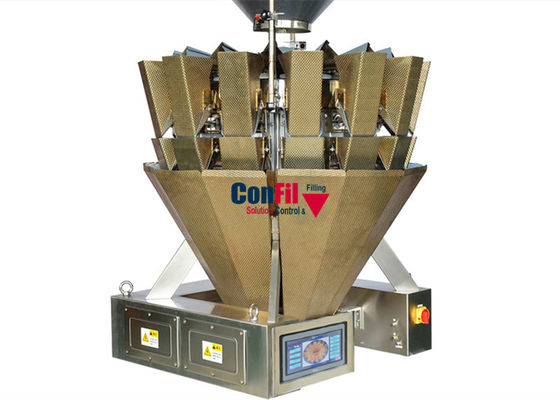 Balanza principal de 14 Multihead para el camarón de relleno Tray Conveyor listo de la gamba