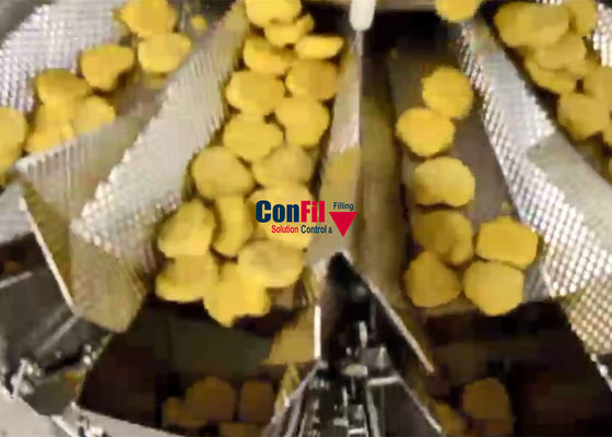 Empaquetadora del pesador de Multihead para el sistema de empaquetado de la pepita de pollo con ROMA Thermoforming Packaging